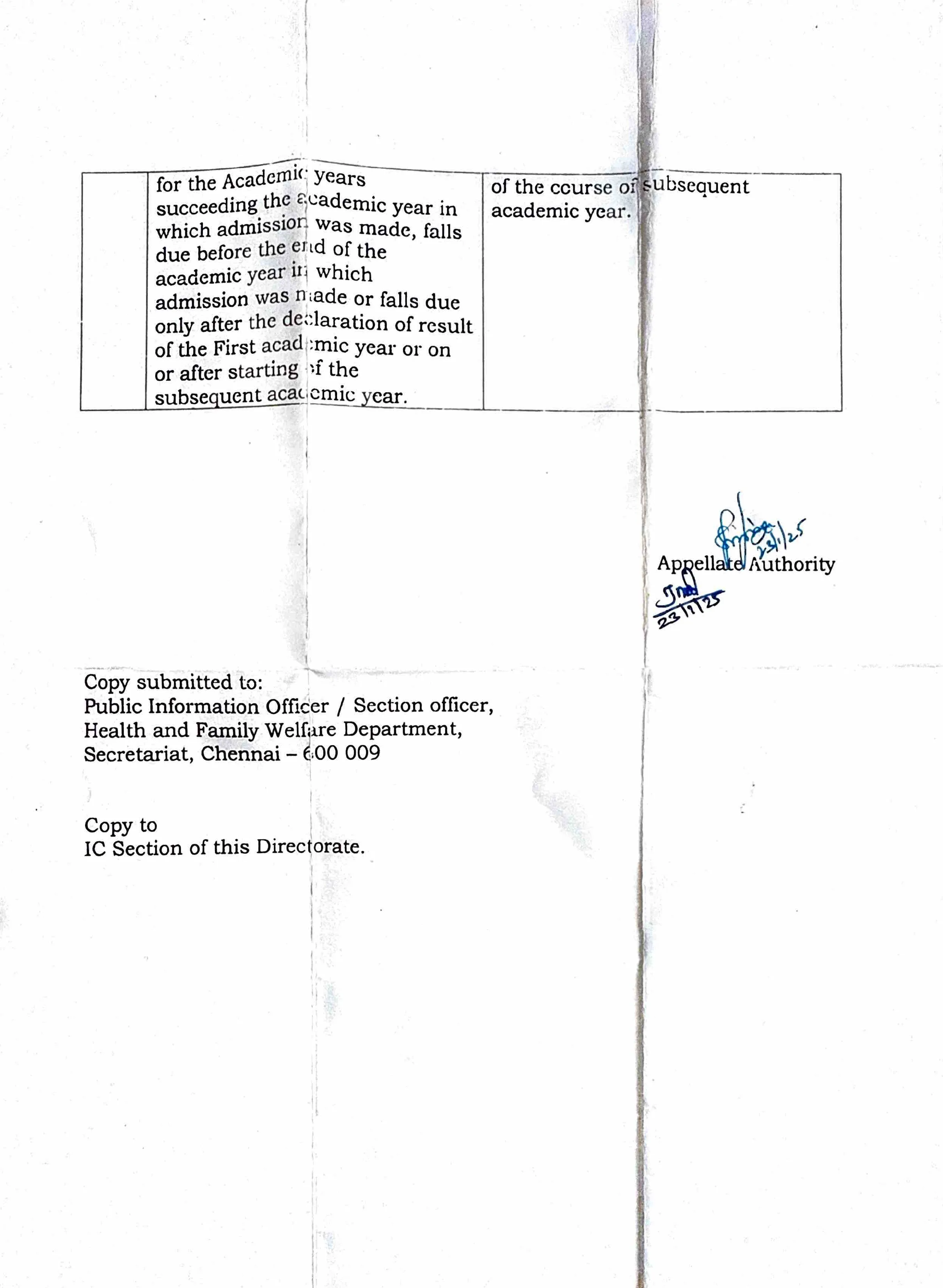 RTI Response Page 2 - DME Fee Payment Policy
